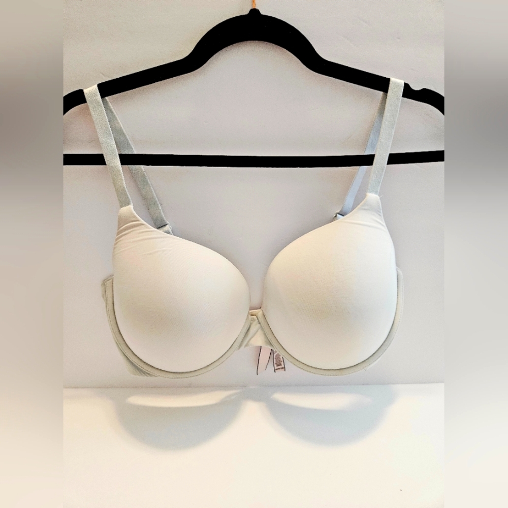 Victorias Secret Body Lined Demi Bra 36DD White Adjustable Straps T-Shirt
